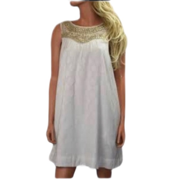 Anthro Maeve Lace Rhinestone Embellished Baby Doll Dress - Picture 1 of 8